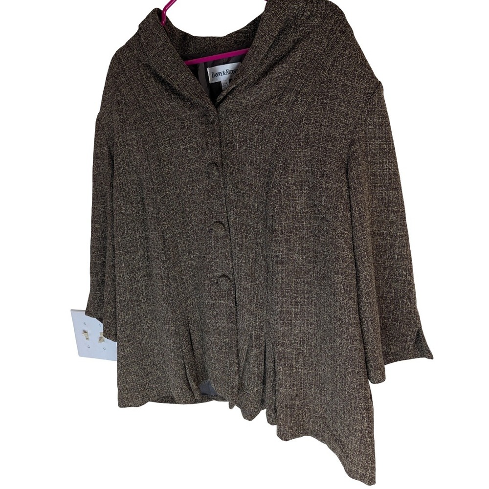 Danny & Nicole Blazer Womens 24W Brown Textured Shawl Collar 3/4 Sleeve - Picture 5 of 14